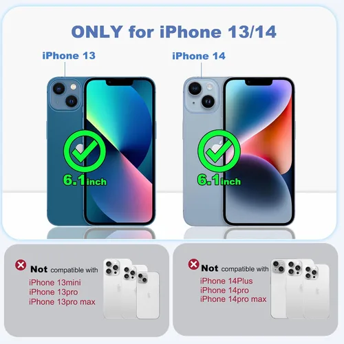 Vista 7 de Funda compatible con iPhone 13 y 14 de 6.1 pulgadas con soporte de anillo magnético [protección militar contra caídas] [compatible con Mag-Safe]