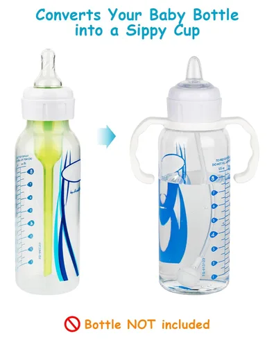 Vista 2 de Kit de conversión de vaso para biberones de vidrio estrechos y estrechos de Dr. Browns, kit de transición a prueba de derrames con boquilla