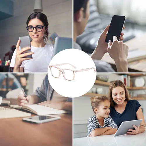 Vista 7 de YAMEIZE Lentes rectangulares con bloqueo de luz azul, anteojos cuadrados de luz azul para mujeres y hombres, antifatiga y juegos de computadora
