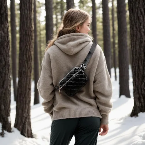 Vista 7 de Riñonera UTO para mujer, de moda, bandolera, bolsa de cinturón, bolsa de pecho, riñonera de cintura, riñonera de cadera, para compras al aire libre