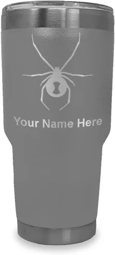 Vista 37 de LaserGram Vaso aislado al vacío de 20 onzas, araña viuda negra, grabado personalizado incluido (negro)