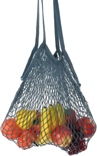 Vista 5 de MECCANIXITY Bolsa de malla de algodón, con asa larga, reutilizable, lavable, malla, bolsa de comestibles, organizador para frutas y verduras