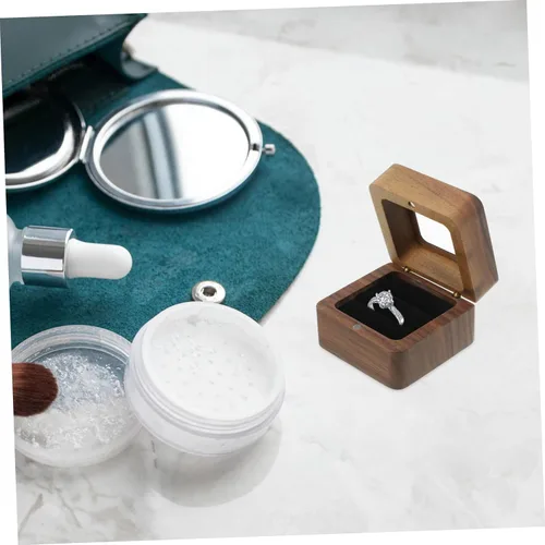 Vista 5 de Cabilock Caja de 2 piezas para anillos de boda, caja de anillo de compromiso, soporte para anillos de almacenamiento, soporte de anillo