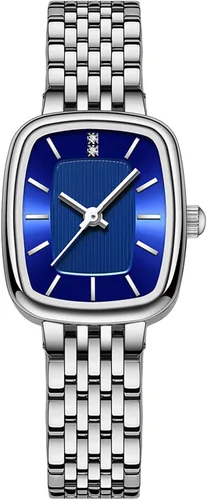 Vista 11 de BESTKANG Reloj rectangular de moda casual para mujer, reloj de pulsera de cuarzo con pulsera de acero inoxidable, resistente al agua.