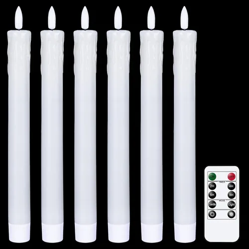 Vista 17 de GenSwin Velas cónicas negras sin llama parpadeantes con control remoto de 10 teclas, funciona con pilas, velas LED cálidas con mecha 3D