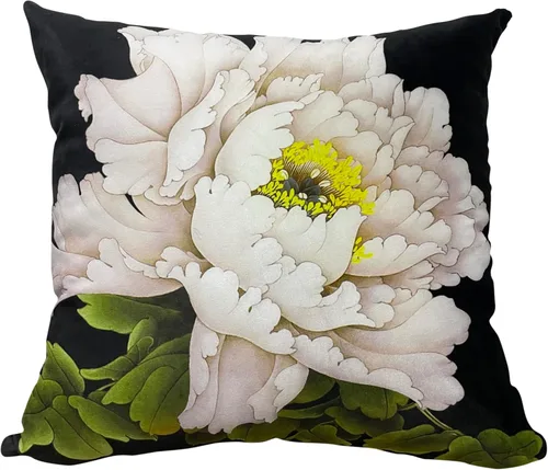 Vista 48 de Funda de cojín floral ligera de lujo, 18 x 18 pulgadas, pintura al óleo retro victoriana de doble cara, fondo negro, flor vibrante, funda de cojín