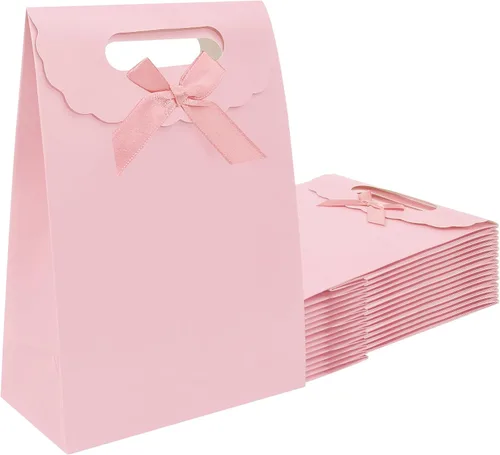 Vista 14 de Bolsas de regalo Patdefie con asas tamaño pequeño 7×4×10 pulgadas 16 piezas tamaño mediano para cumpleaños, fiesta, recuerdo, boda, aniversario