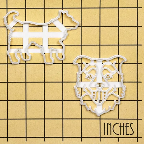 Vista 5 de Juego de 2 cortadores de galletas Border Collie (diseño: cara y silueta), 2 piezas - Bakerlogy