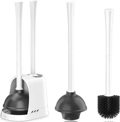 Vista 10 de LOVLOY Juego de émbolo y cepillo de inodoro, cepillo de silicona y émbolo de inodoro resistente con soporte ventilado, combo de cepillo de inodoro 2
