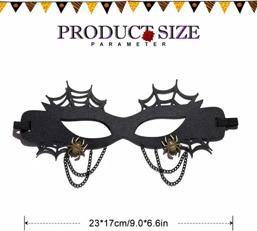 Vista 2 de Nicute Máscara de cuero negro para mujer, máscara de calavera para mascarada, máscaras faciales de flores, máscara de Halloween, fiesta de cosplay