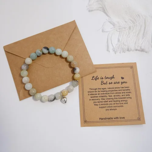 Vista 4 de Regalos para mujeres, pulsera curativa de piedra natural, regalos inspiradores para mujeres, adolescentes y niñas