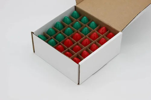 Vista 4 de Creative Hobbies Caja de 25 bombillas Cerámica opaca roja y verde Quema constante, 7 vatios, base de candelabro C7 Luces nocturnas, luces