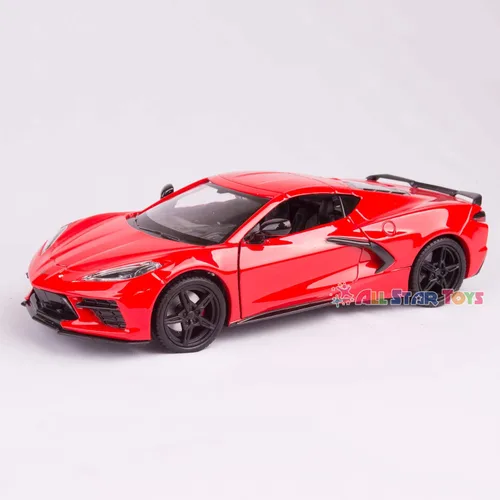 Vista 2 de Motormax 79360 Chevrolet Corvette C8 Stingray Red Timeless Legends 1/24 modelo de auto fundido a presión 2020