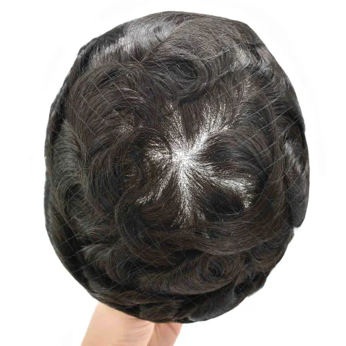 Vista 5 de Toupee para hombres completo francés encaje hombres toupee hairpieces 100% europeo sistema de reemplazo de cabello humano hombres piezas de pelo