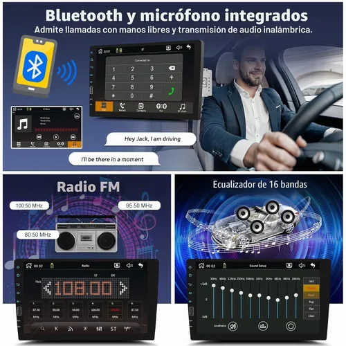Vista 5 de UNITOPSCI 9 pulgadas único DIN inalámbrico Apple CarPlay Android Auto coche estéreo pantalla táctil Bluetooth FM receptor de radio de coche espejo