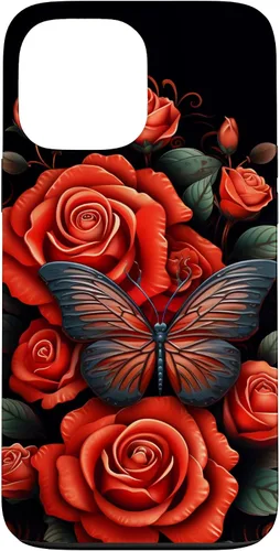 Vista 24 de Cute Butterfly Red Floral Flower Butterfly Rose Case for iPhone 17