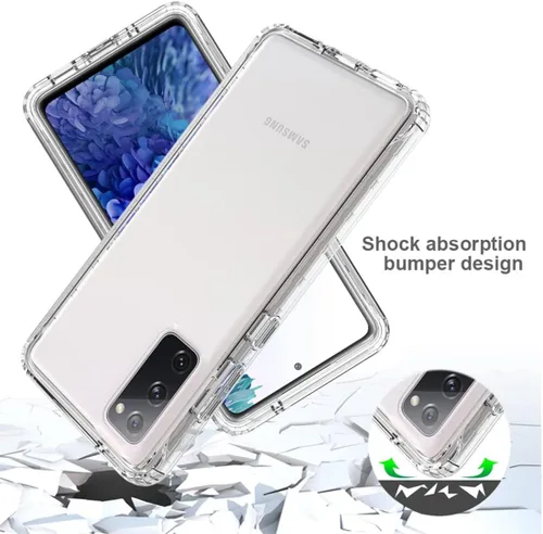 Vista 7 de Funda para Galaxy S20 FE, SM-G781U con protector de pantalla de vidrio templado, transparente 360 protección de cuerpo completo, carcasa dura + TPU