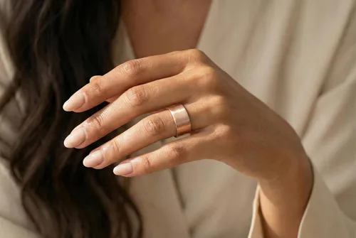 Vista 5 de Versátil banda de oro rosa de 14 quilates – Anillos personalizables de moda, boda y apilables para mujer – Anillos personalizados de aniversario