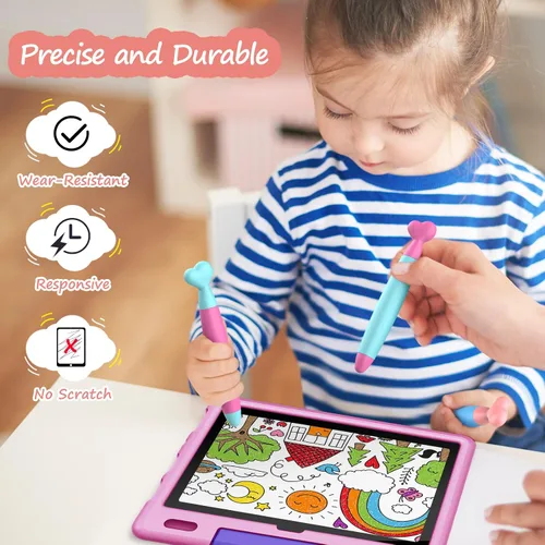 Vista 3 de Digiroot Bolígrafos capacitivos para niños, paquete de 3 con puntas de goma duraderas, compatibles con Fire, iPad, iPhone, tabletas Android