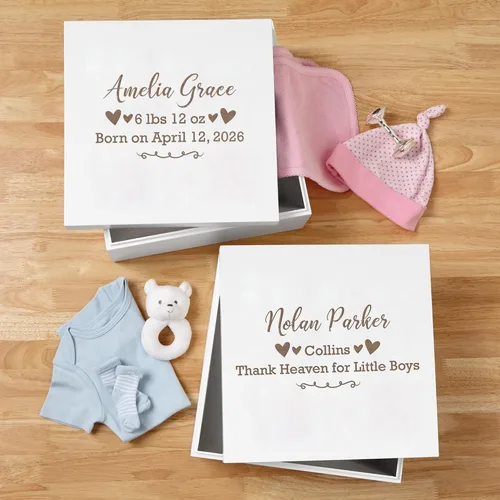 Vista 2 de Let's Make Memories Caja de recuerdos personalizada para recién nacido, almacenamiento de recuerdos, caja de recuerdos, decoración de guardería, 6