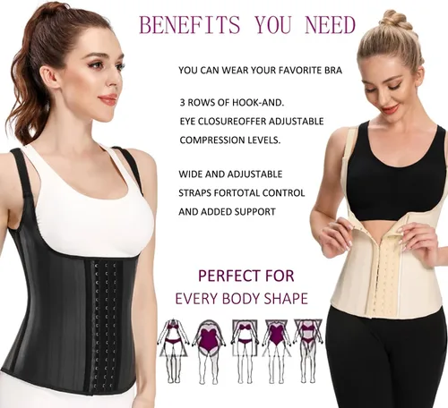 Vista 3 de Entrenador de cintura de látex para mujer, corsé de entrenamiento deportivo bajo el busto, faja moldeadora de reloj de arena