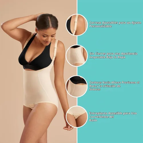 Vista 3 de MARENA SFBHA2 Stage 2 Women's High-Back, Bikini-Length Compression Girdle Beige
