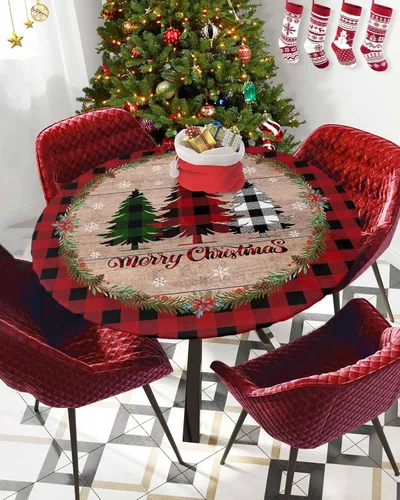 Vista 18 de Mantel ajustado para mesa redonda, mantel de otoño con hojas de otoño y calabaza de Acción de Gracias con borde elástico, mantel impermeable de Beige