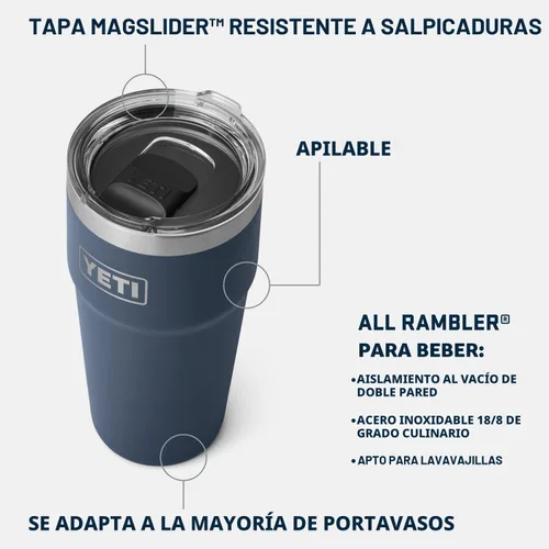 Vista 2 de YETI Rambler - Vaso apilable de 20 onzas, acero inoxidable, aislado al vacío con tapa MagSlider Verde mar