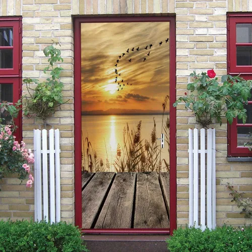Vista 153 de Calcomanías 3D para puerta, murales para despegar y pegar, papel tapiz de caballo, calcomanías autoadhesivas extraíbles de PVC, impermeable, póster