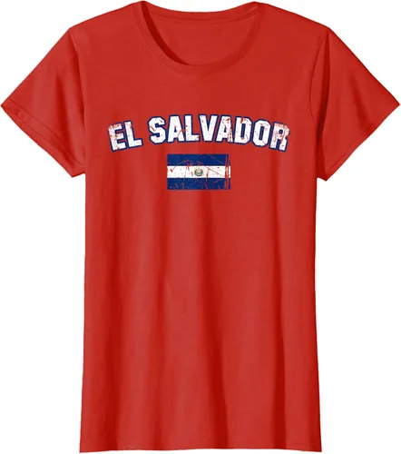 Vista 65 de EL SALVADOR Bandera Vintage Hombres Mujeres Niños Camiseta EL SALVADOR