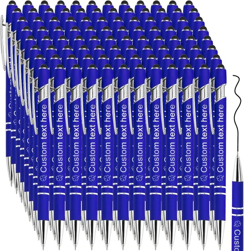 Vista 8 de Amlion Bolígrafos personalizados a granel, bolígrafos personalizados con lápiz capacitivo con nombre, mensaje y logotipo grabado, regalo