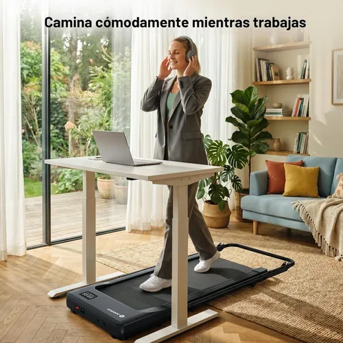 Vista 5 de DeerRun Walking Pad Treadmill with Incline & Handle Bar Negro sólido