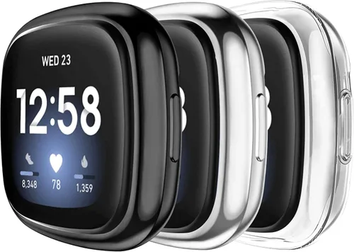 Vista 9 de Amzpas Paquete de 6 fundas protectoras de pantalla compatibles con Fitbit Sense/Fitbit Versa 3, TPU suave alrededor completo para reloj inteligente