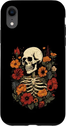 Vista 8 de iPhone 14 esqueleto floral calavera Halloween flores genial diseño gráfico