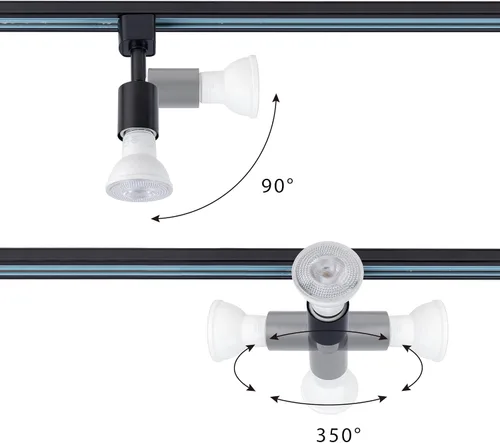 Vista 5 de mirrea H Type Track Lighting Head to E26 Adaptador de base de tornillo mediano Dirección de luz ajustable Paquete de 12 (negro)