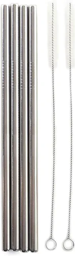 Vista 2 de Norpro Pajitas de acero inoxidable con 2 cepillos de limpieza