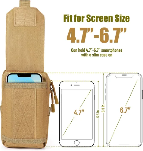 Vista 4 de SOWHUP Bolsa Táctica Molle Pequeña con Funda para Celular, Organizador de Gadgets EDC para Cintura
