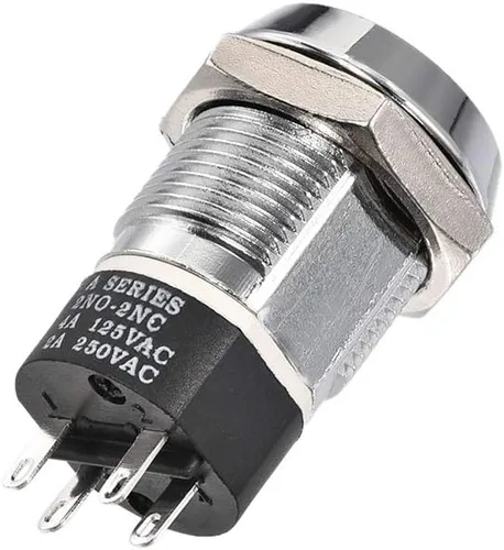 Vista 4 de uxcell Interruptor de botón pulsador de bloqueo de llave de 0.748 in 2 posiciones 2NC-2NO S2803 1pcs