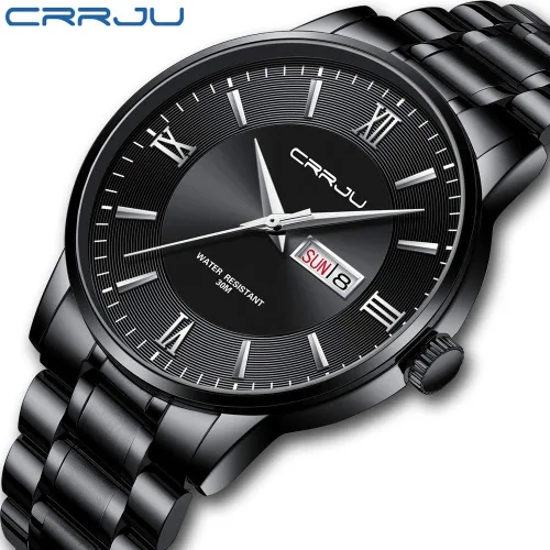 Vista 2 de CRRJU Men's Minimalist Casual Luxury Auto Date Watches Fashion Business Japan Movement Quartz Waterproof Wristwatches for Men Stainsteel Steel Band