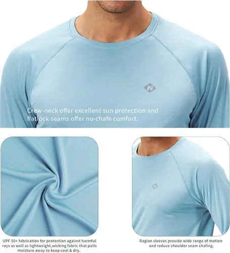 Vista 5 de NAVISKIN Camisas de protección solar UPF 50+ para hombre, de manga larga, de secado rápido, ligeras