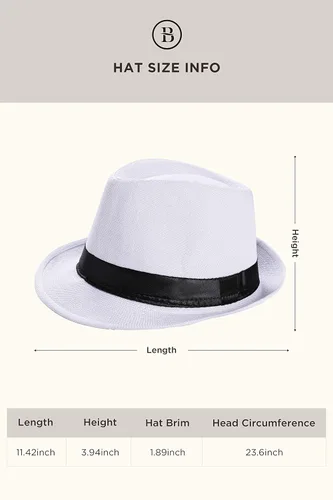 Vista 5 de BABEYOND - Sombrero de Panamá de fieltro de los años 20, gorra, para hombres, accesorios estilo Gatsby