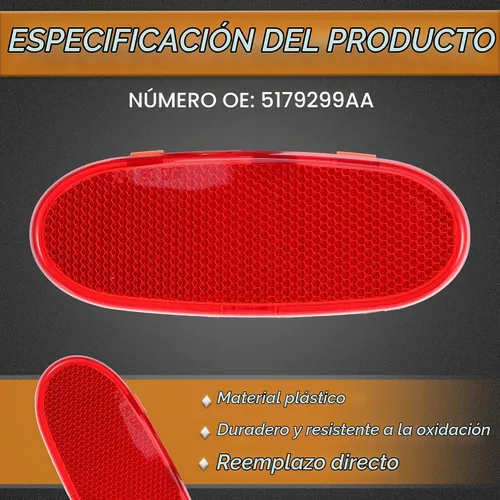 Vista 3 de X AUTOHAUX Panel de la puerta delantera Cubierta de la luz del reflector para Dodge para Ram 1500 2002-2008 5179299AA rojo