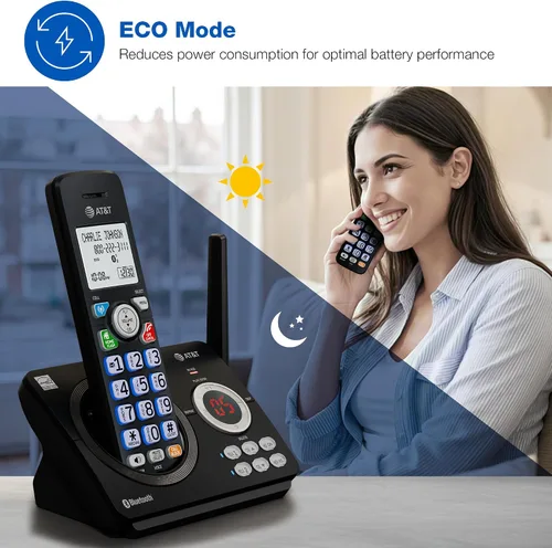 Vista 11 de AT&T Teléfono inalámbrico DECT 6.0 - Bloqueador de llamadas inteligente, Bluetooth conecta a la celda, anuncio de identificación de llamadas