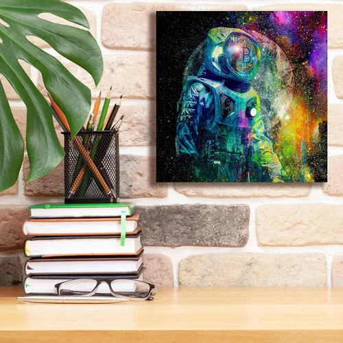 Vista 6 de Epic Graffiti 'BTC Bitcoin Moonlanding', arte de pared en lienzo, 12 x 12 pulgadas