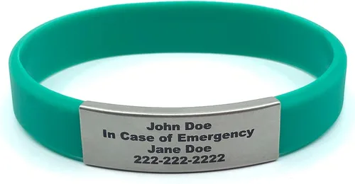 Vista 14 de Pulsera de identificación médica personalizada - Pulsera de seguridad para personas mayores grabada personalizada - Alerta de Alzheimer