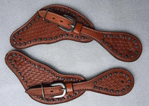 Vista 6 de Showmen Craft - Correas de cuero para adultos, con tachuelas plateadas y hebilla
