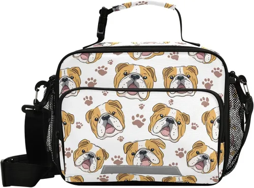 Vista 10 de Aslsiy Bolsa de almuerzo para mujer, diseño de arcoíris, con diseño de mariposa, con diseño de corazones brillantes, con correa ajustable
