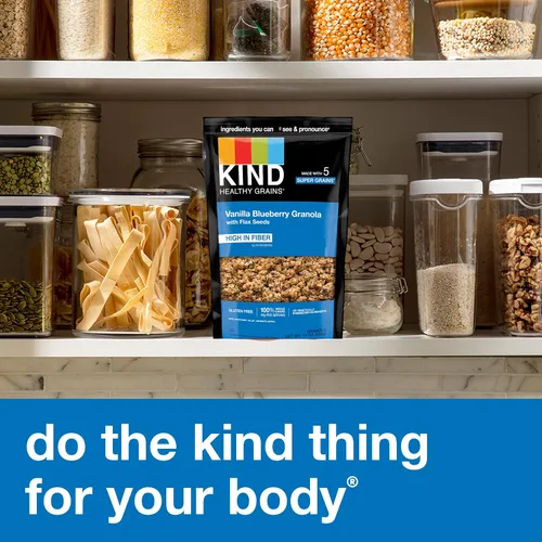 Vista 9 de KIND HEALTHY GRAINS Granola, snack saludable, granola de vainilla y arándanos con semillas de lino, mezcla de aperitivos, 3 unidades, 33 onzas