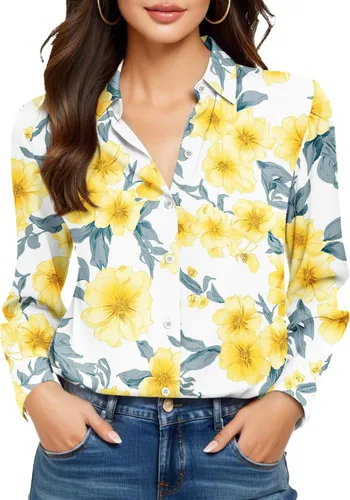Vista 11 de Camisas sin planchado y sin arrugas para mujer, con botones, de manga larga, de seda de morera, blusas casuales para el trabajo