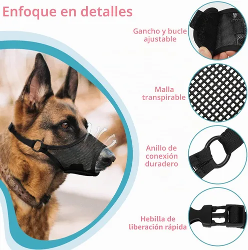 Vista 6 de LUCKYPAW Bozal para perros grandes, medianos y pequeños, pastor alemán Labrador